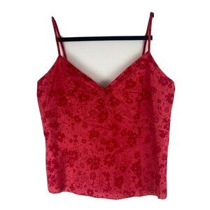 Ann Taylor Womens Spaghetti Strap Tank Top Y2K Size 12 P Red Floral Sleeveless